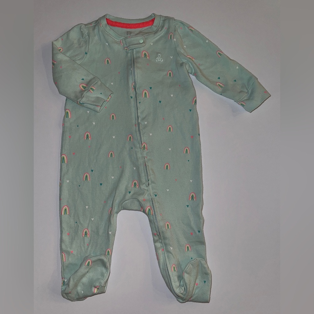Baby Gap Mint Rainbow Zippered Footie 6-9M GUC
